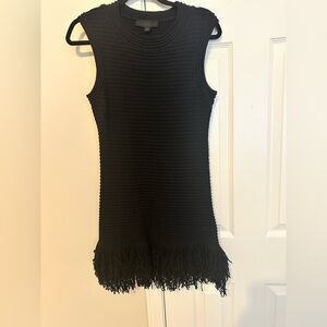 Zara Black Mini Dress with Fringe Hem